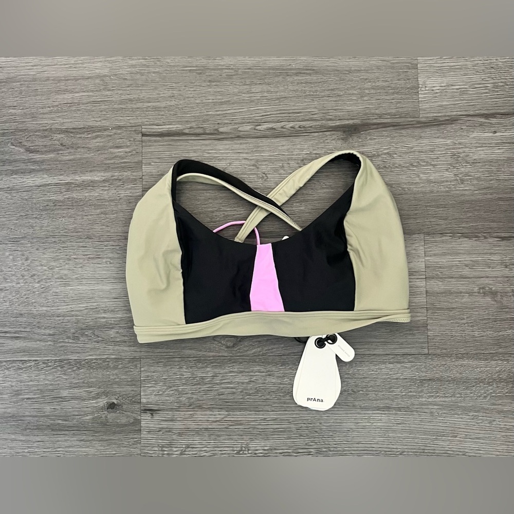 Prana Tulum Swim Top Criss Cross Back Black Women's Size Large - Picture 6 of 11